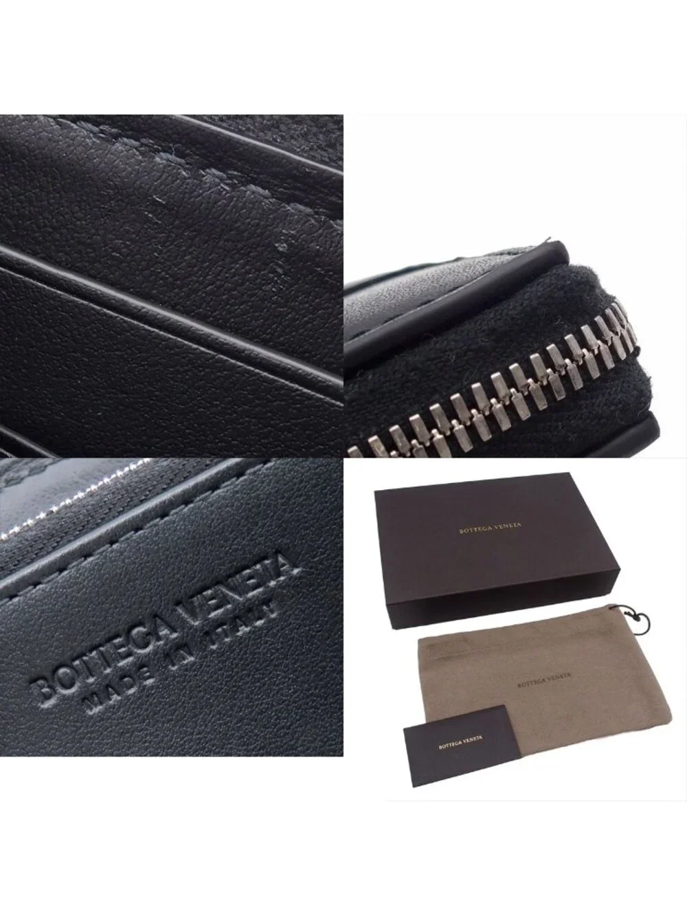 Bottega Veneta Maxi Intrecciato Cassette Zip Around Wallet Black Leather